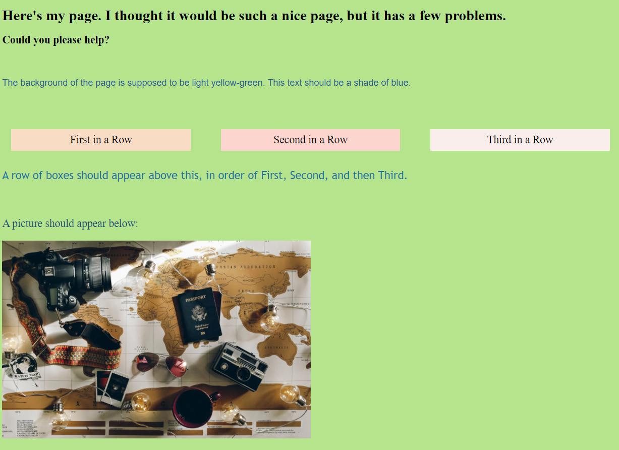 screenshot of intended page